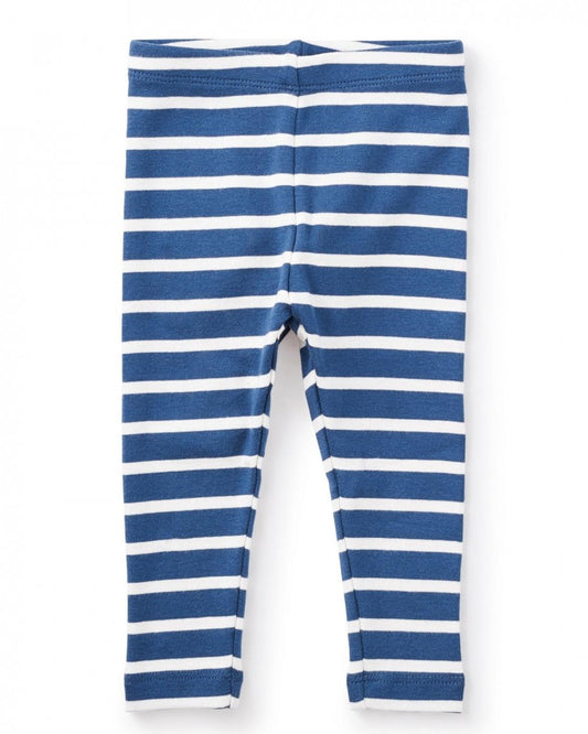 Tea Collection: Striped Rib Baby Leggings in Nautilus (3-6m)