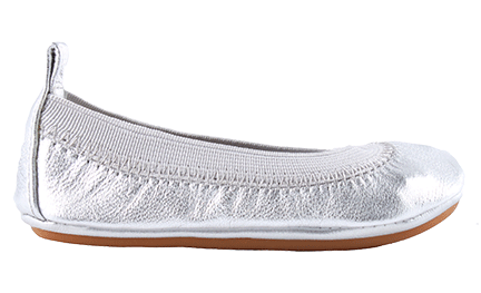 Yosi Samra Girl's Ballet Flat in Metellic Silver (Size 6, 8, 9, 12)