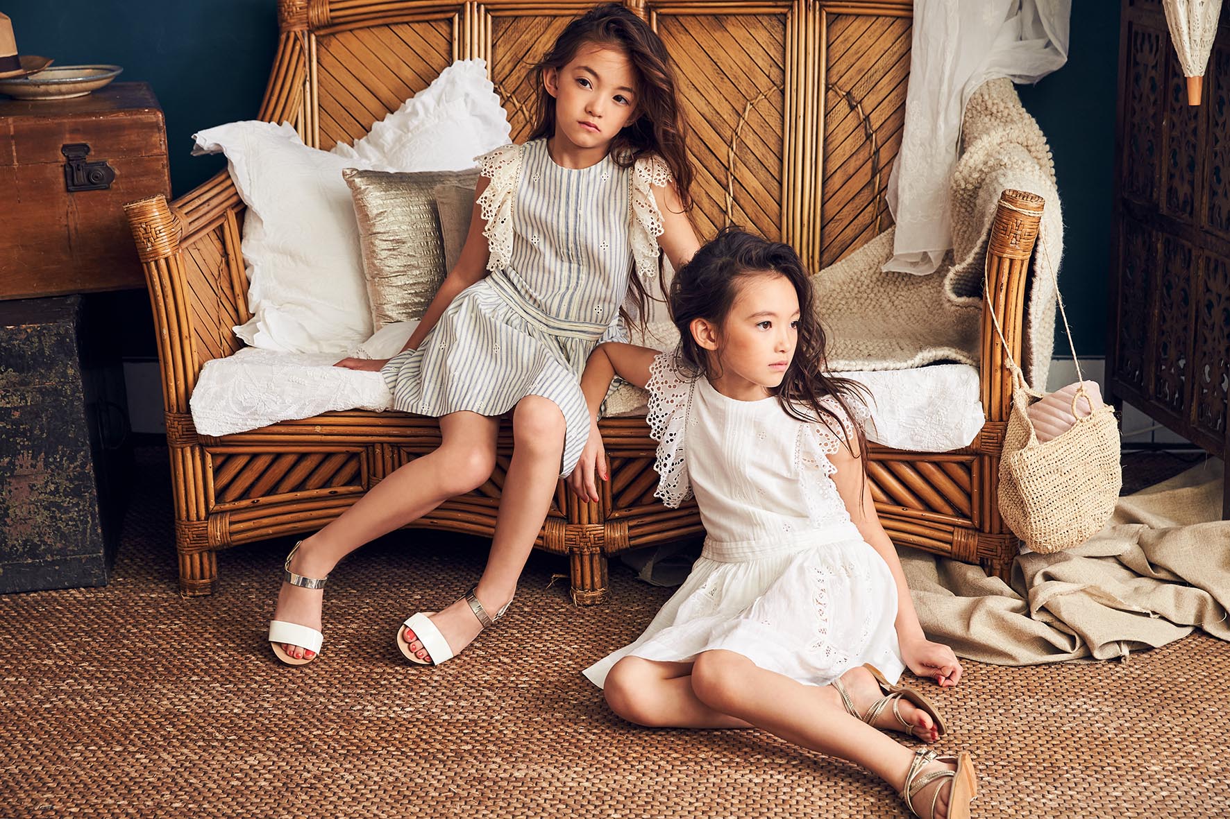 Nellystella 2018SS Zoe Dress in Cotton Stripe Blue Ecru The Girls Los Altos