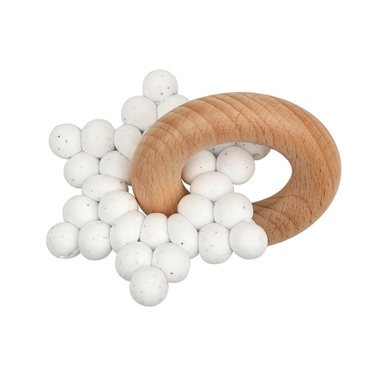 Wood & Silicone Star teether Gritty White