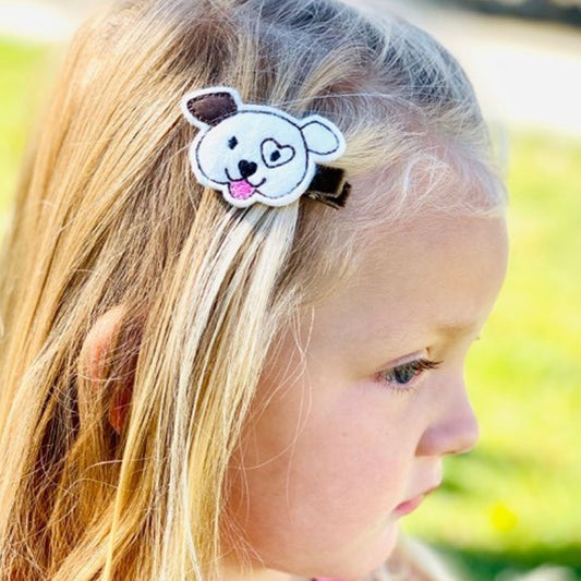 Sierra Puppy Dog Hair Clip Dark Brown/Cream