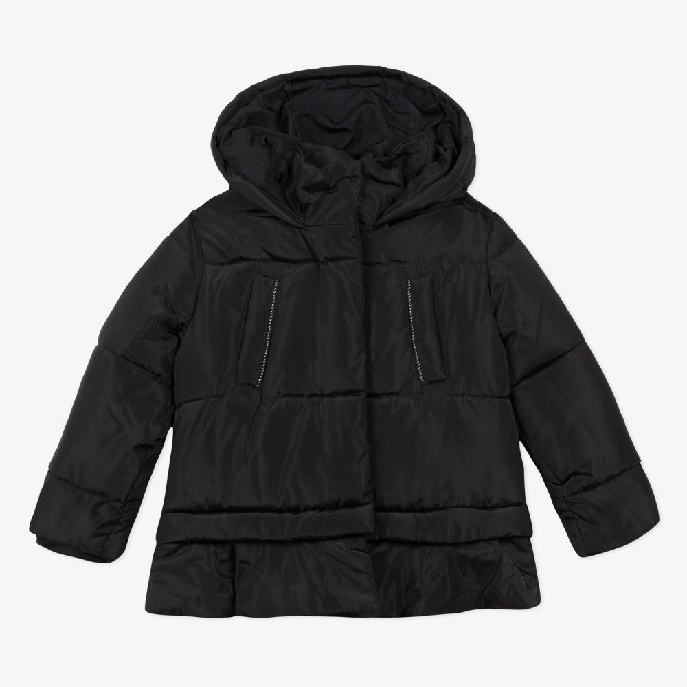 Catimini Girl's Black Satin-finish Coated Bomber Jacket (Size 4)