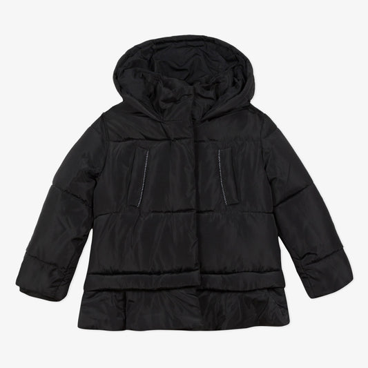 Catimini Girl's Black Satin-finish Coated Bomber Jacket (Size 4)