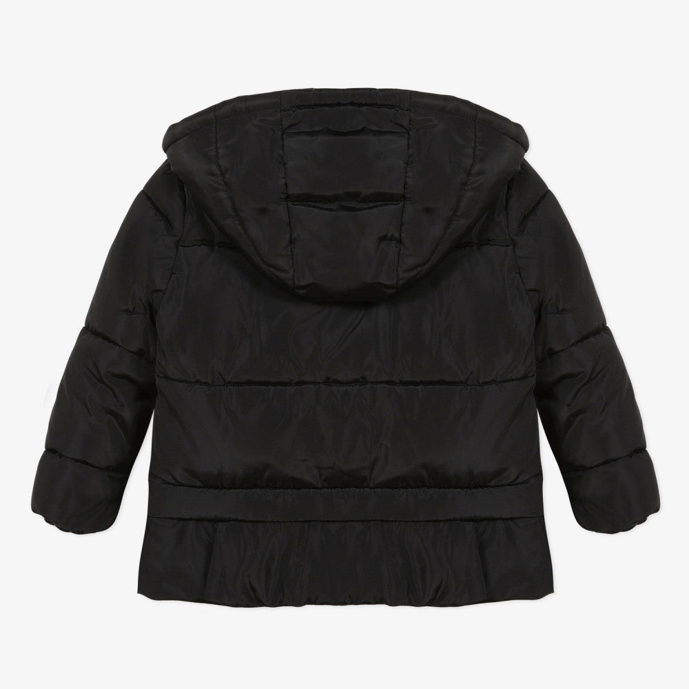 Catimini Girl's Black Satin-finish Coated Bomber Jacket (Size 4)