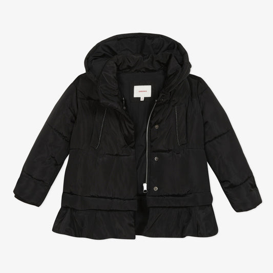 Catimini Girl's Black Satin-finish Coated Bomber Jacket (Size 4)