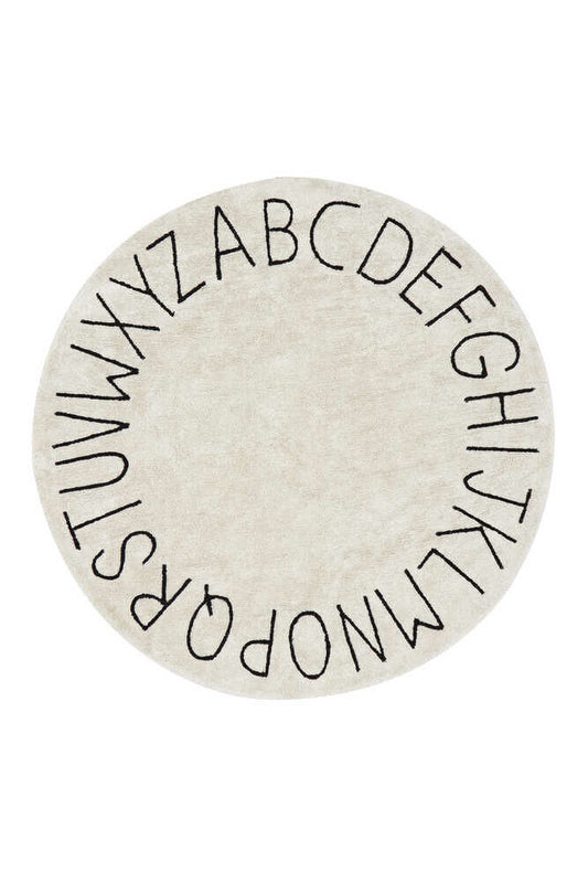 Washable Rug Round ABC Natural - Black Large