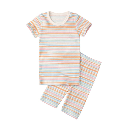 Organic Slim Pajama Shorts Set - Frog Stripe