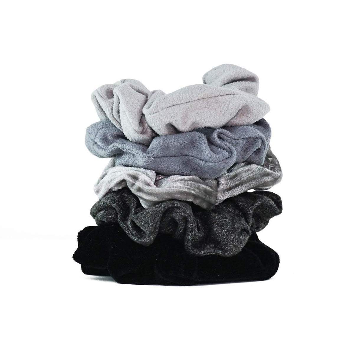 Velvet Scrunchies - Black and Gray