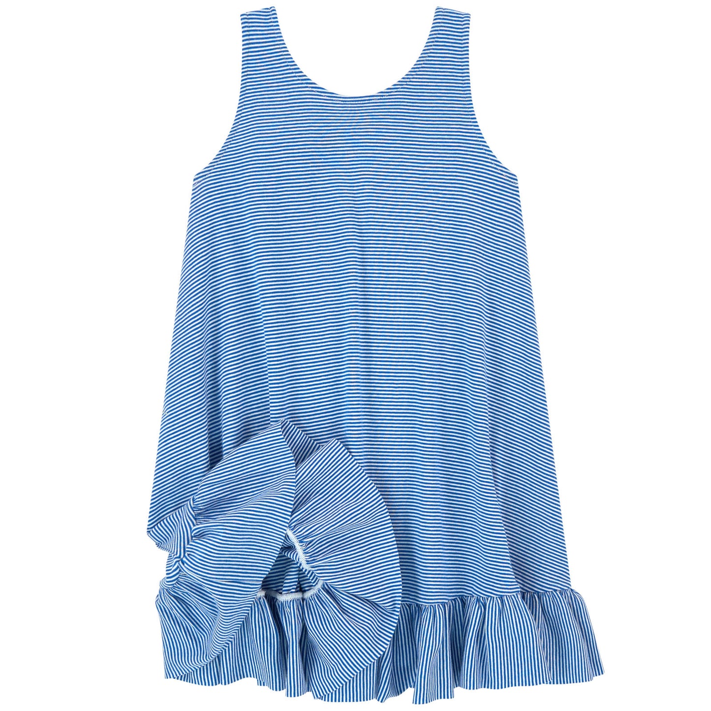 Petit Bateau Girl's Striped Flared Dress Ruffle Bottom