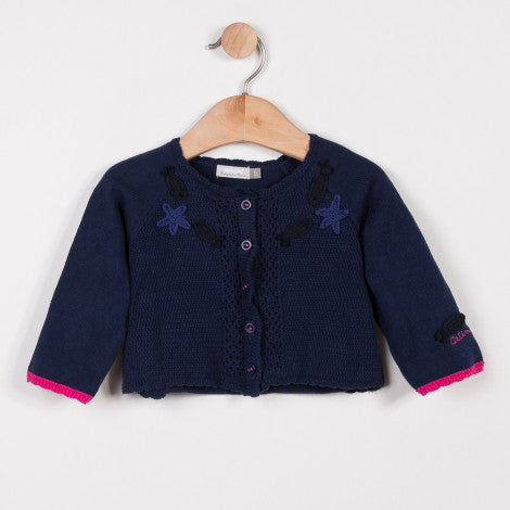 Catimini Girls Indigo Knitted Cardigan (Size 6m, 12m)