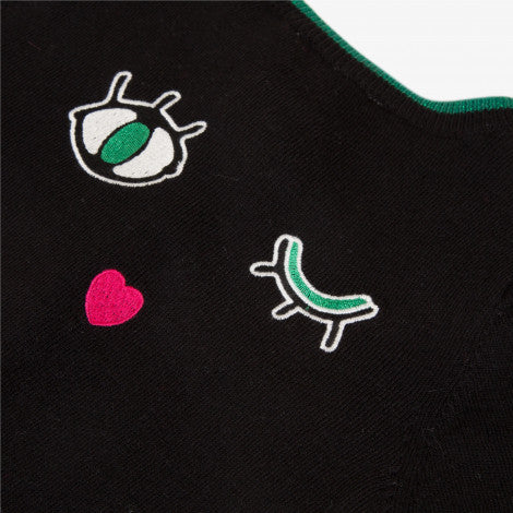 Catimini Girl's Black Embroidered Cardigan with Cat (Size 4, 14)