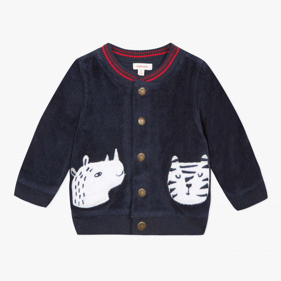 Catimini Baby Boy Velvet Cardigan (Size 6m, 9m, 12m, 18m)