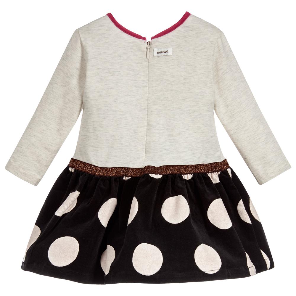 Catimini Two Material Dress with Maxi Polka Dots (Size 2)
