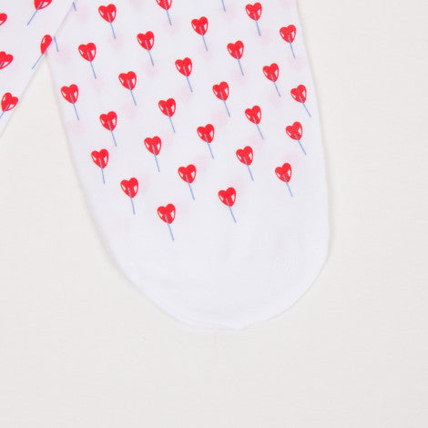 Catimini Microfiber 2-pack Tights in White & Heart Print