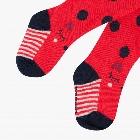 Catimini Little Girl Red Polka Dot Tights