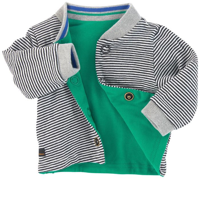 Catimini Baby Boy Green Striped Reversible Jacket (Size 6m, 9m, 12m)