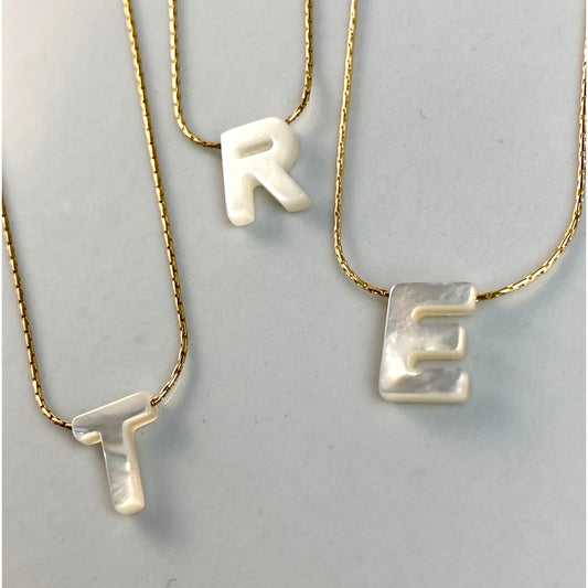 Mother of Pearl Initial Necklace