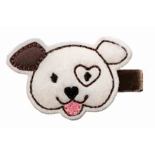 Sierra Puppy Dog Hair Clip Dark Brown/Cream