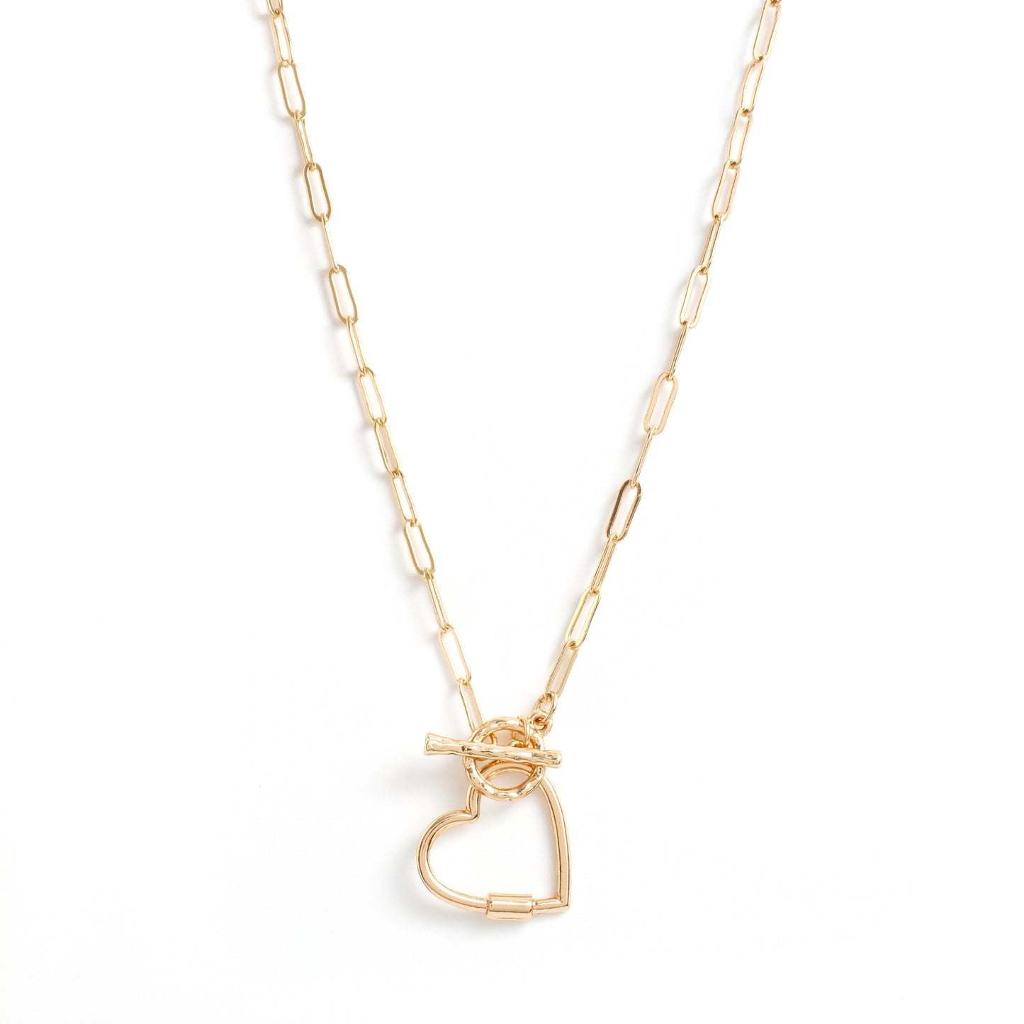 Link Chain Necklace with Gold Heart