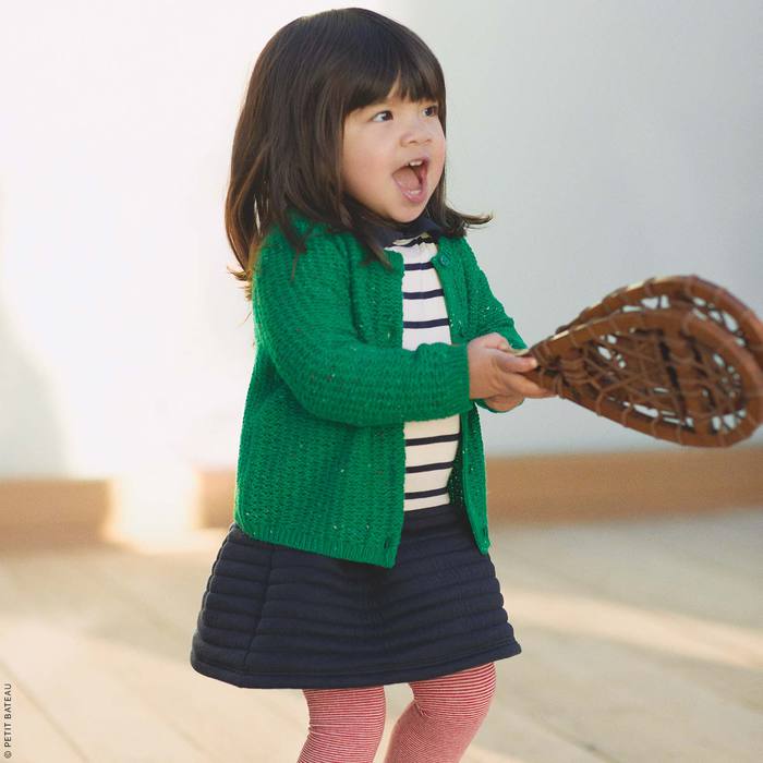 Petit Bateau Baby Girl Cardigan in Green