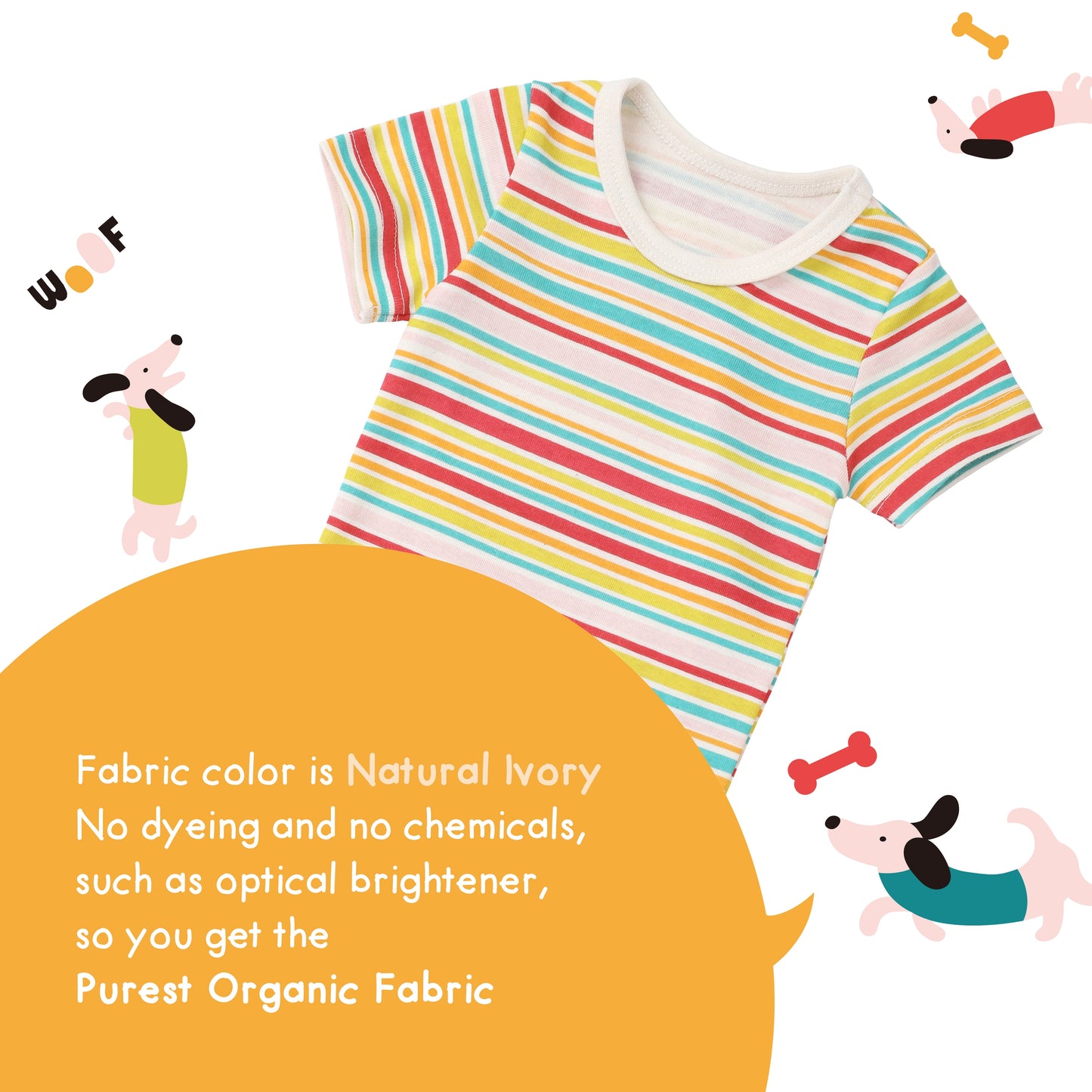 Organic Slim Pajama Shorts Set - Dachshund Stripe