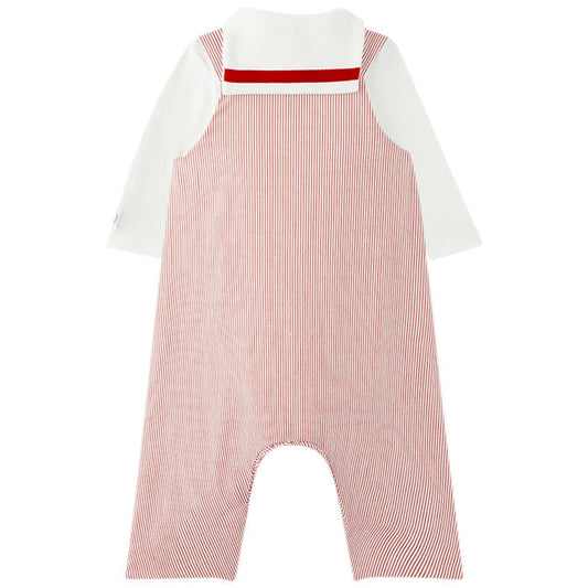 Petit Bateau Baby 2 PC Set Long Sleeve Bodysuit + Overall (1m)