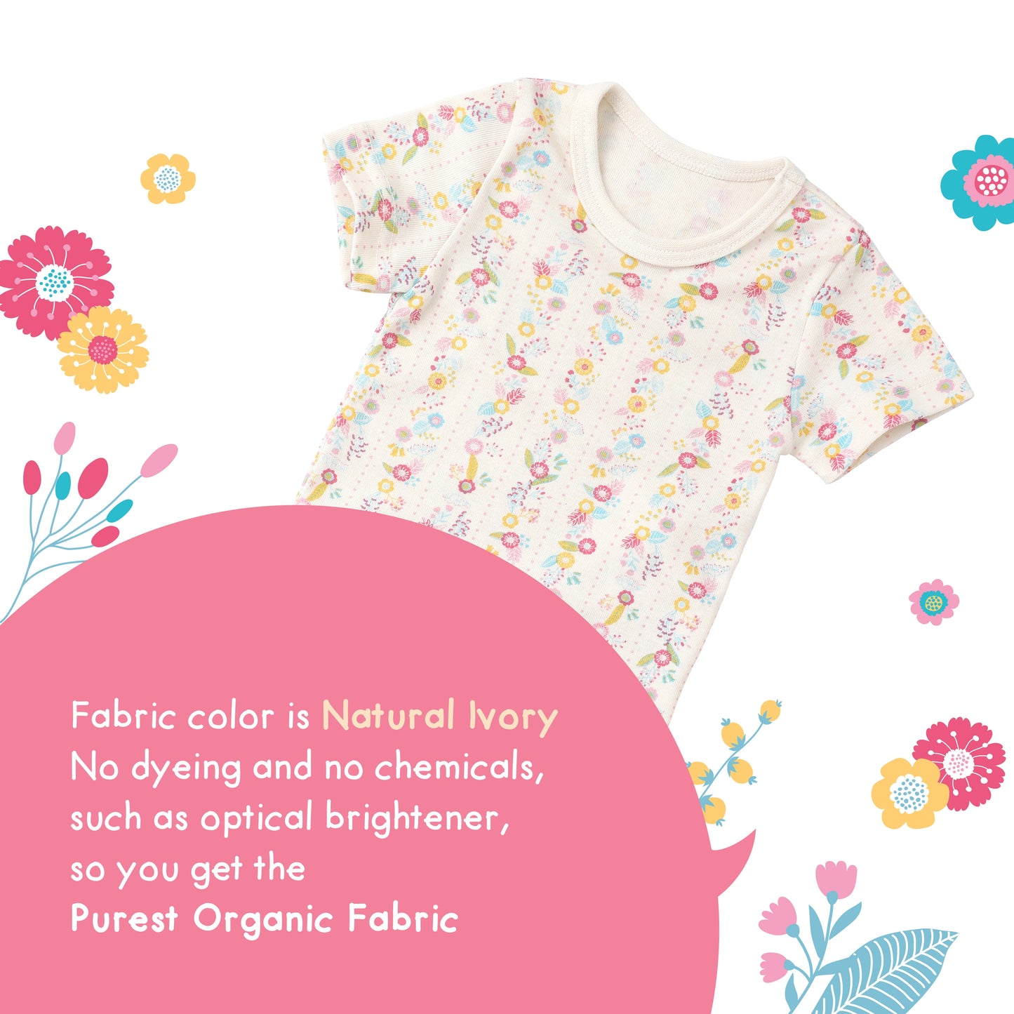 Organic 2 Pieces Slim Pajama Set - Flower