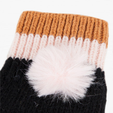 Catimini Girl's Black Knitted Gloves with Color Fingers (Size 4, 5, 6)