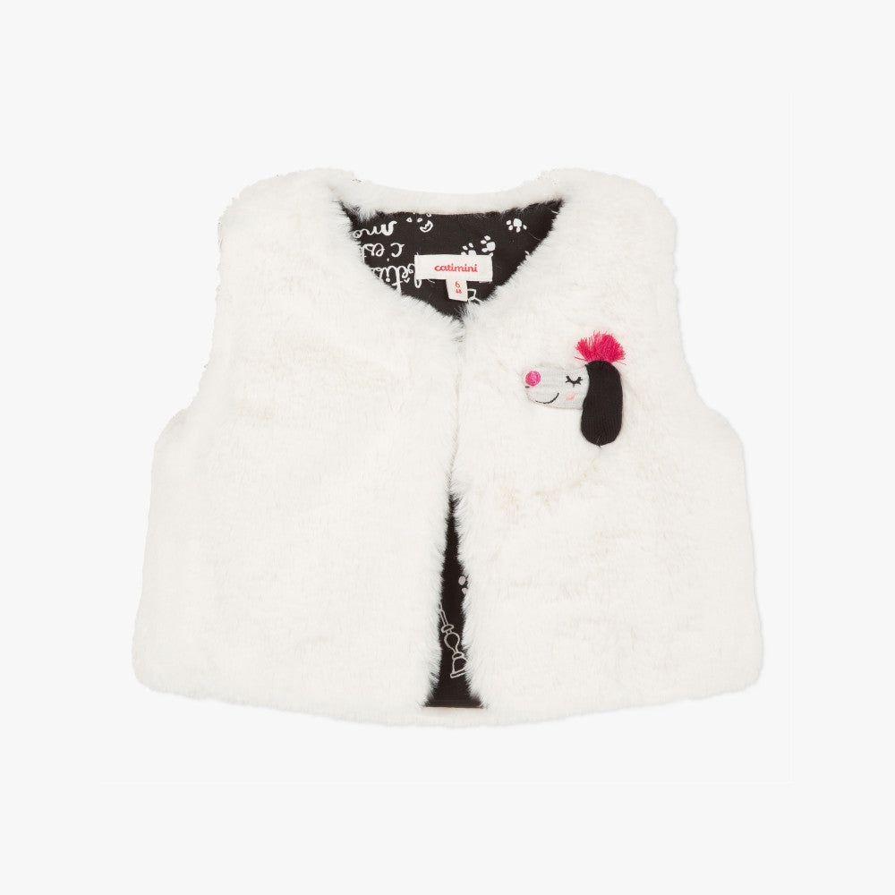 Catimini Little Girl Snow white Faux Fur Vest (6m, 12m, 18m)