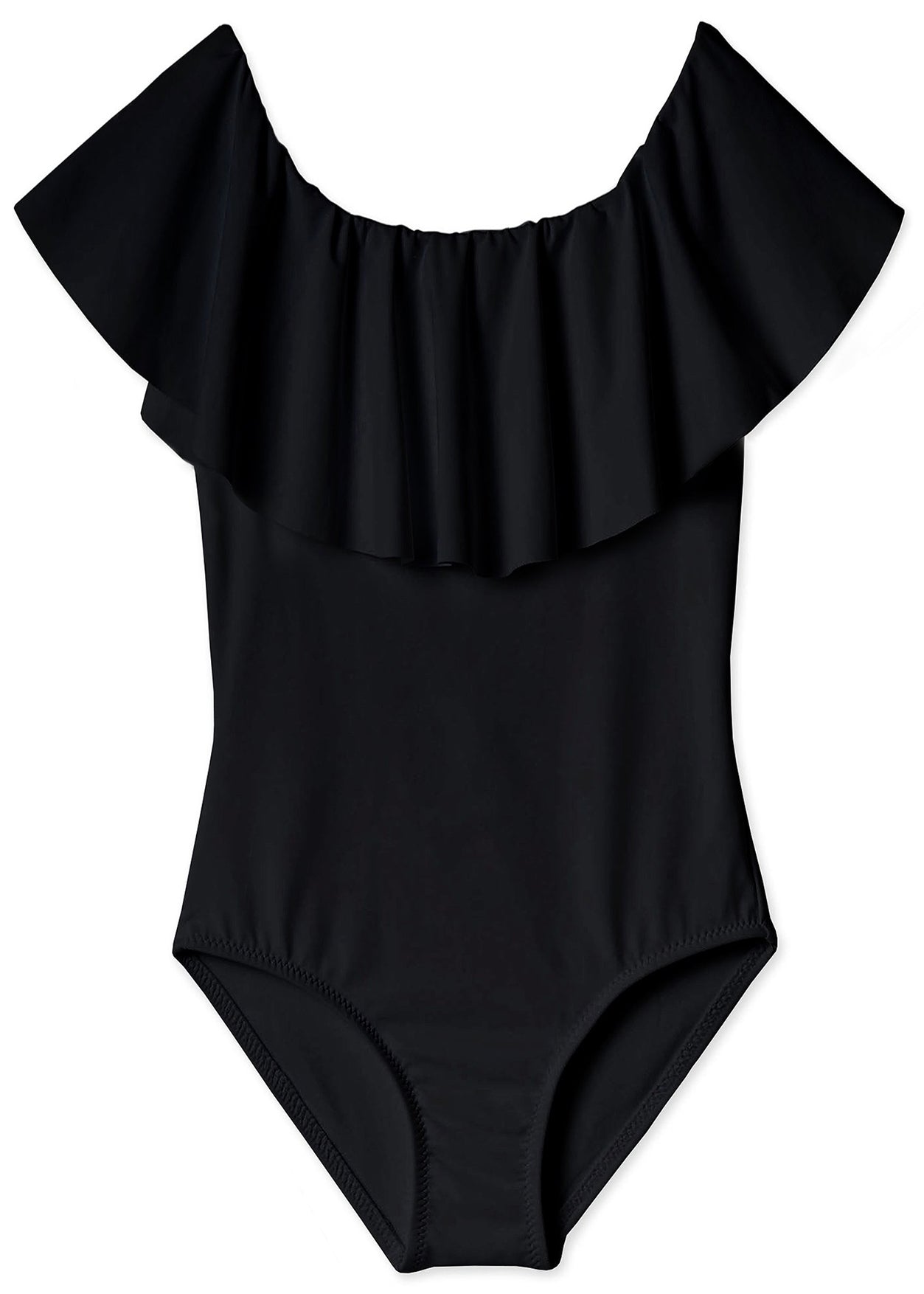 swimwear and beachwear for girls, black classic bathing suit for girls