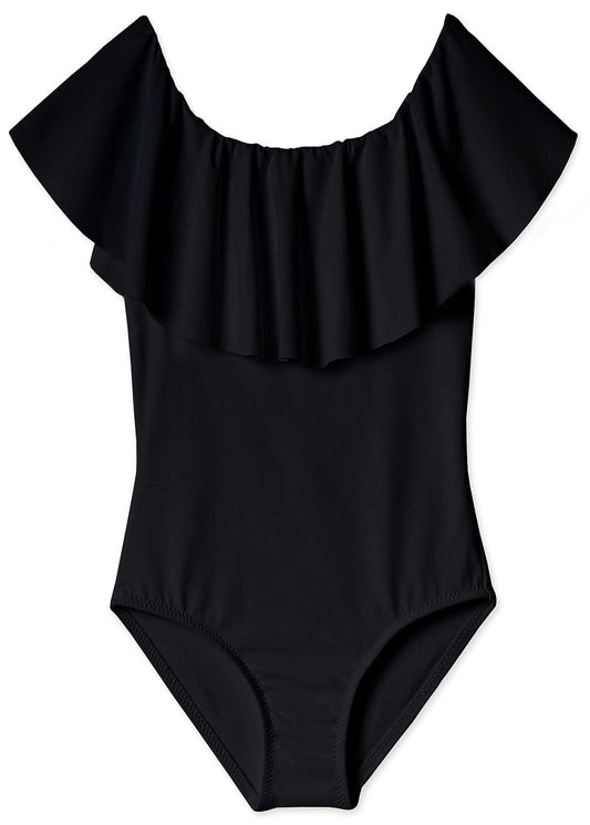 swimwear and beachwear for girls, black  classic bathing suit for girls