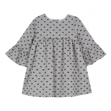 Tartine et Chocolat Little Girl's Grey Marl Dress with Bows