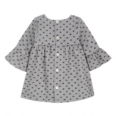 Tartine et Chocolat Little Girl's Grey Marl Dress with Bows