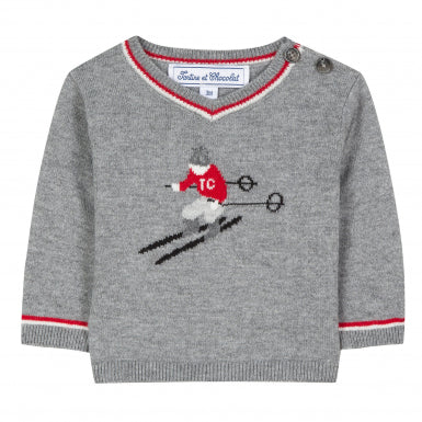 Tartine et Chocolat Baby Boy Grey Marl Skier Sweater (Size 1)