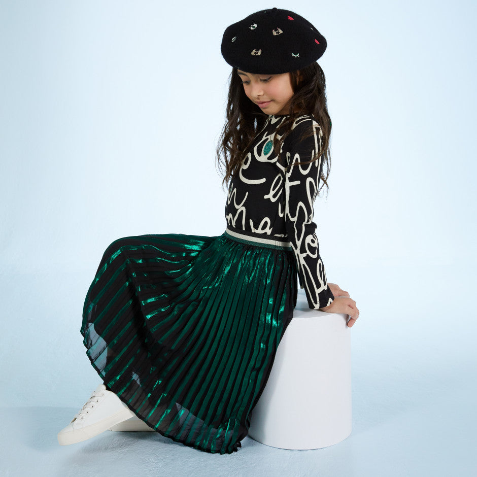 Catimini Girl's Green Mid-length Pleated Skirt (Size 14)