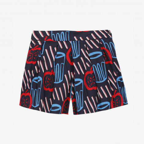Catimini Girl's Blue Printed Shorts (Size 4, 6)