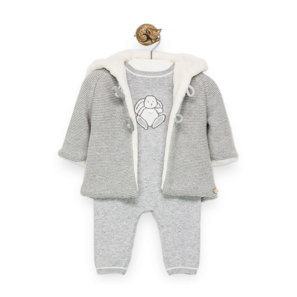 Tartine et Chocolat Marl Coat with Fur Lining (Size 6m, 1A, 18m)