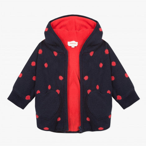 Catimini Little Girl Knitted Coat with Fur Spots (12m, 3A)