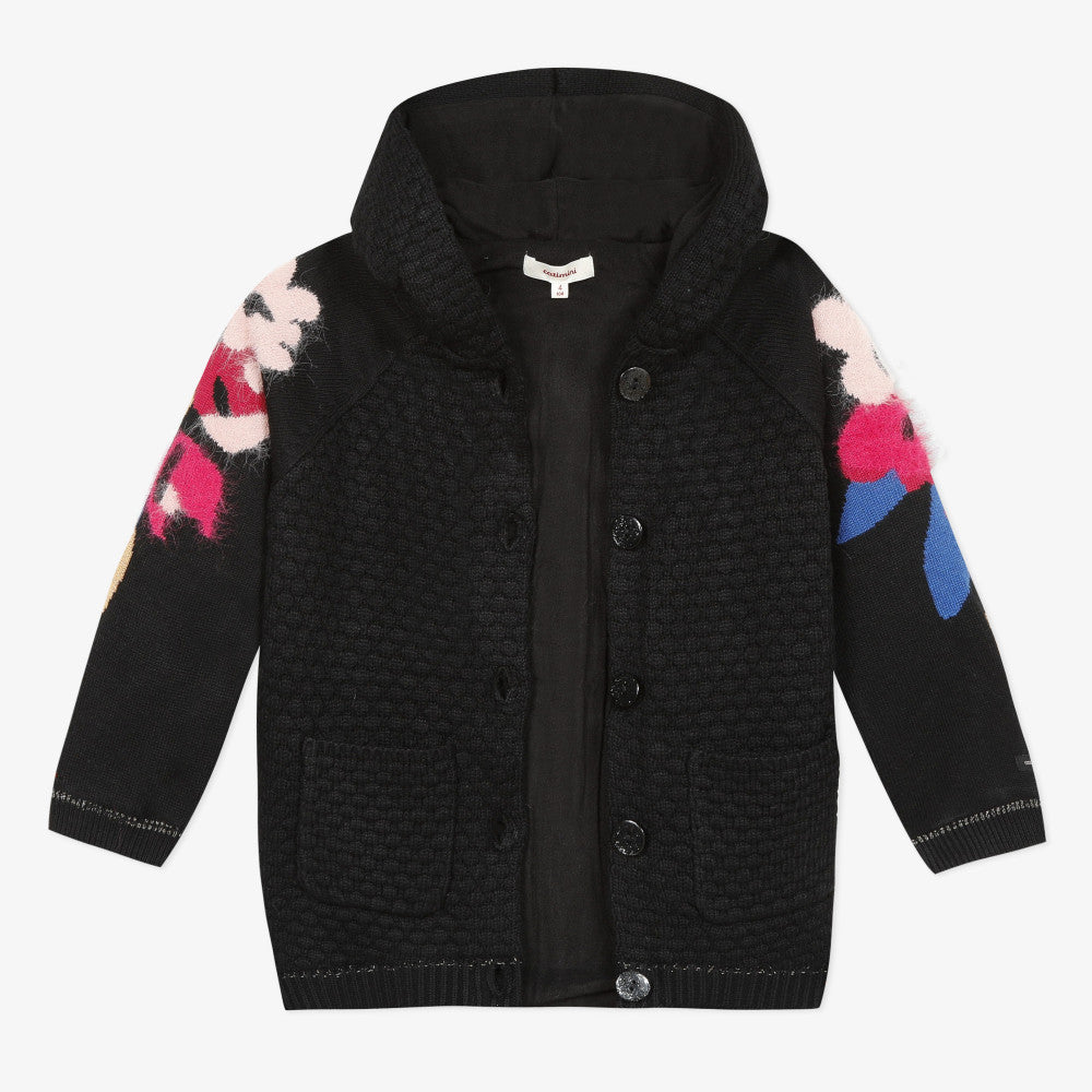 Catimini Girl's Fleece Lined Coat with Floral Jacquard Pattern (Size 4, 6)