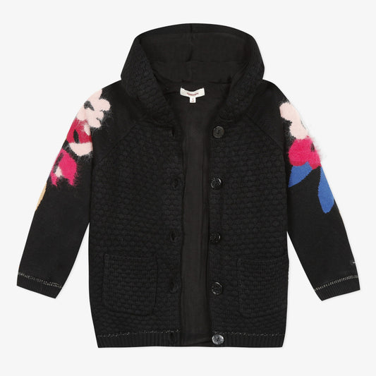 Catimini Girl's Fleece Lined Coat with Floral Jacquard Pattern (Size 4, 6)