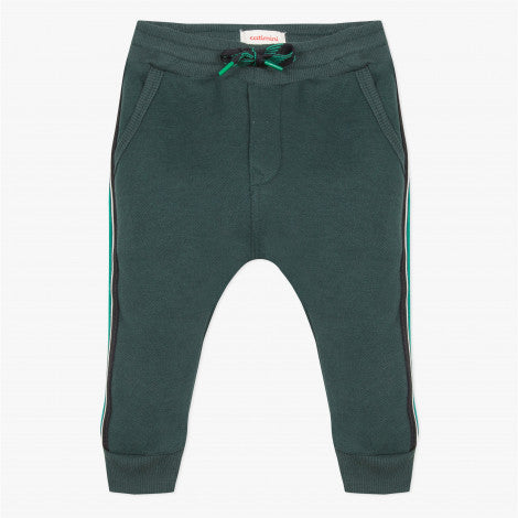Catimini Little Boy Striped Green Fleece Joggers (6m, 18m, 2T)