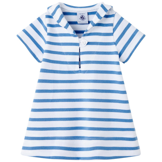 Petit Bateau Baby Girl Striped Dress with Sailor Collar