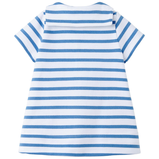 Petit Bateau Baby Girl Striped Dress with Sailor Collar