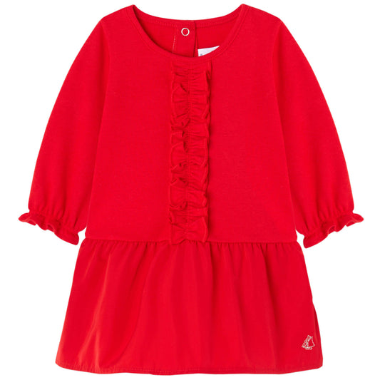 Petit Bateau Long Sleeves Dress with Taffeta Skirt (3m,6m,18m)