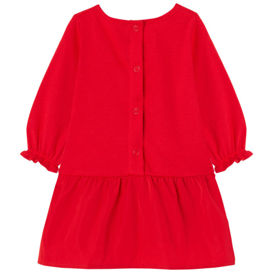 Petit Bateau Long Sleeves Dress with Taffeta Skirt (3m,6m,18m)
