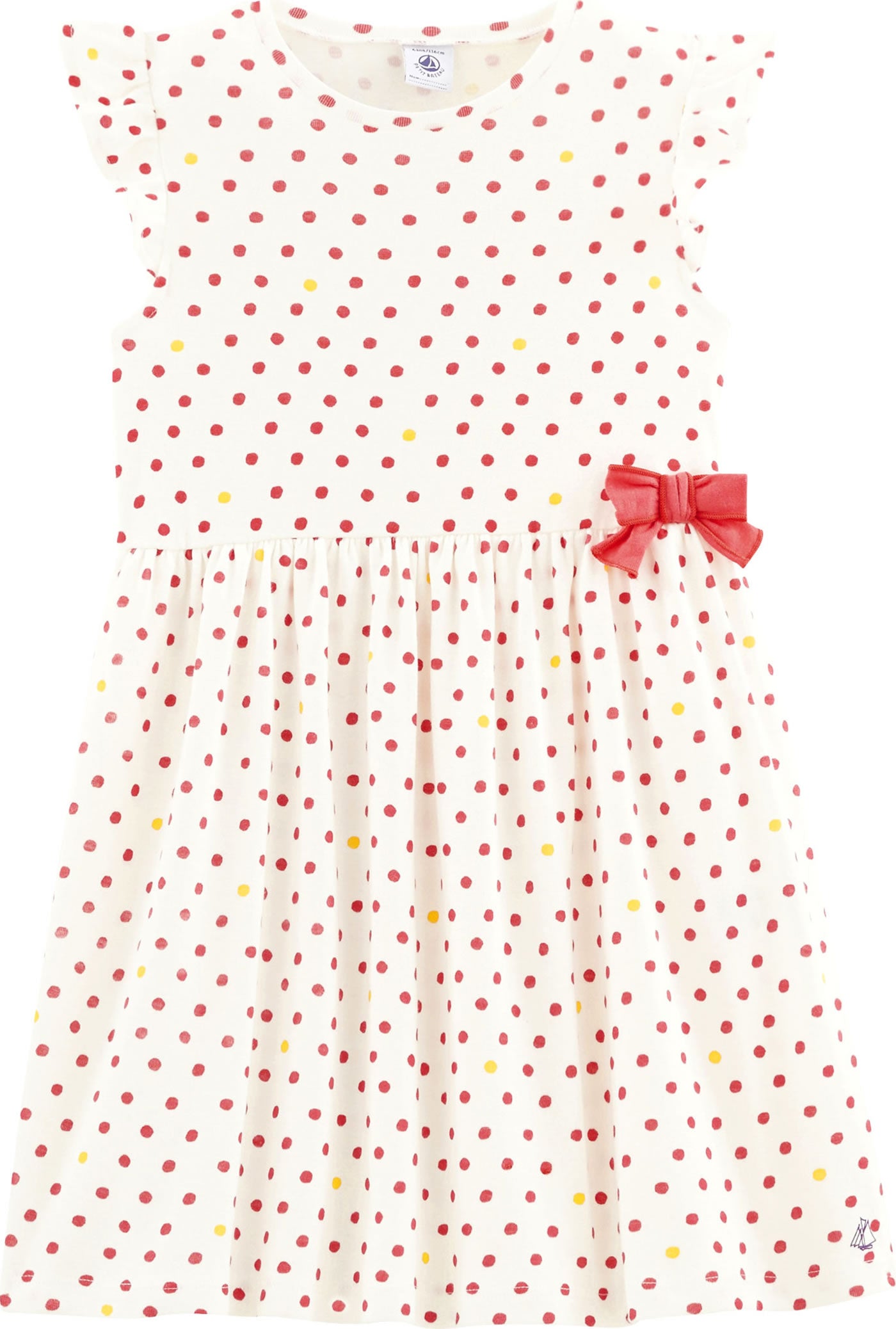 Petit Bateau Girls' Dots Print Dress with Bow (Size 4, 8, 10)
