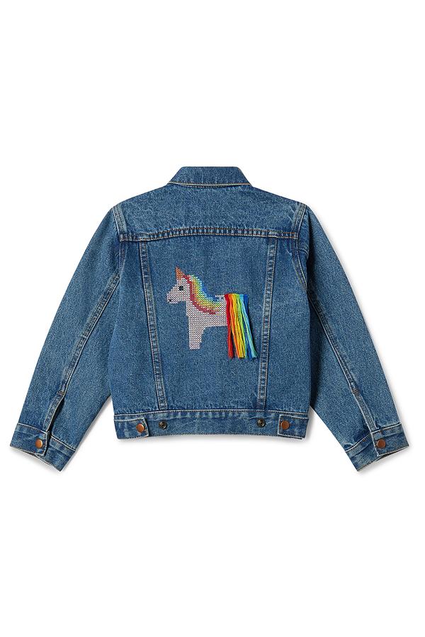 Phyllis Unicorn Denim Jacket (Size 2, 4)