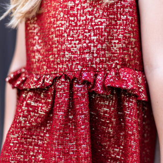 Tartine et Chocolat Red Lurex Jacquard Dress