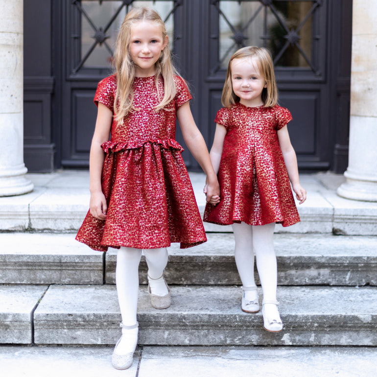 Tartine et Chocolat Red Lurex Jacquard Dress