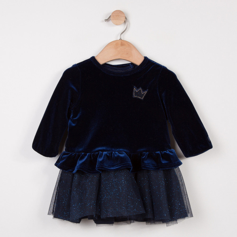 Catimini - Kids - Navy Velvet Frill Back Glitter Tutu Dress 18 months - Girl Catimini - Kids - Navy Velvet Frill Back Glitter Tutu Dress 18 months - Girl
